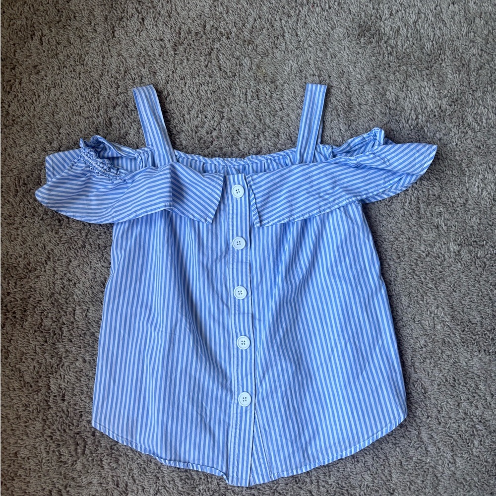 Crown & Ivy Light Blue Striped Top